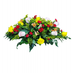 CM06 -Centro de Mesa Floral Primavera Radiante con Rosas y Claveles