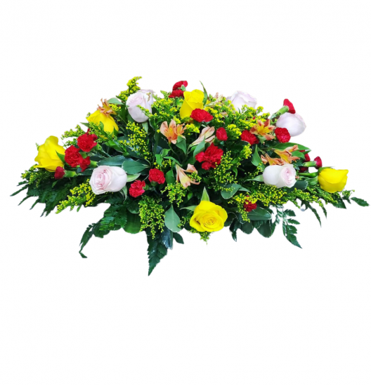 CM06 -Centro de Mesa Floral Primavera Radiante con Rosas y Claveles