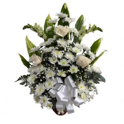 VA32 - Arreglo de Condolencias Luz y Consuelo con Rosas Blancas