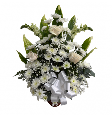 VA32 - Arreglo de Condolencias Luz y Consuelo con Rosas Blancas