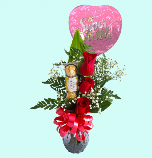 MD01 - Florero de 3 Rosas