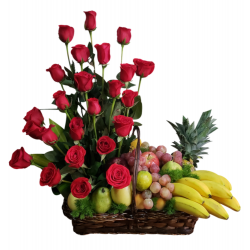 CF01 - Exquisitos Arreglos de Canasta con Frutas y Rosas | Entrega Fresca
