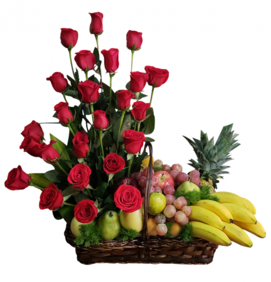 CF01 - Exquisitos Arreglos de Canasta con Frutas y Rosas | Entrega Fresca