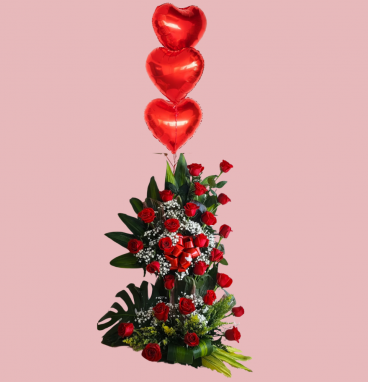 VD58 - Arrangement of 24 Roses - Balloons